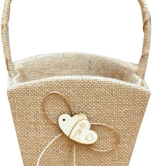 Burlap “Love” Baskets - Set of 2 - Picture 5 of 5